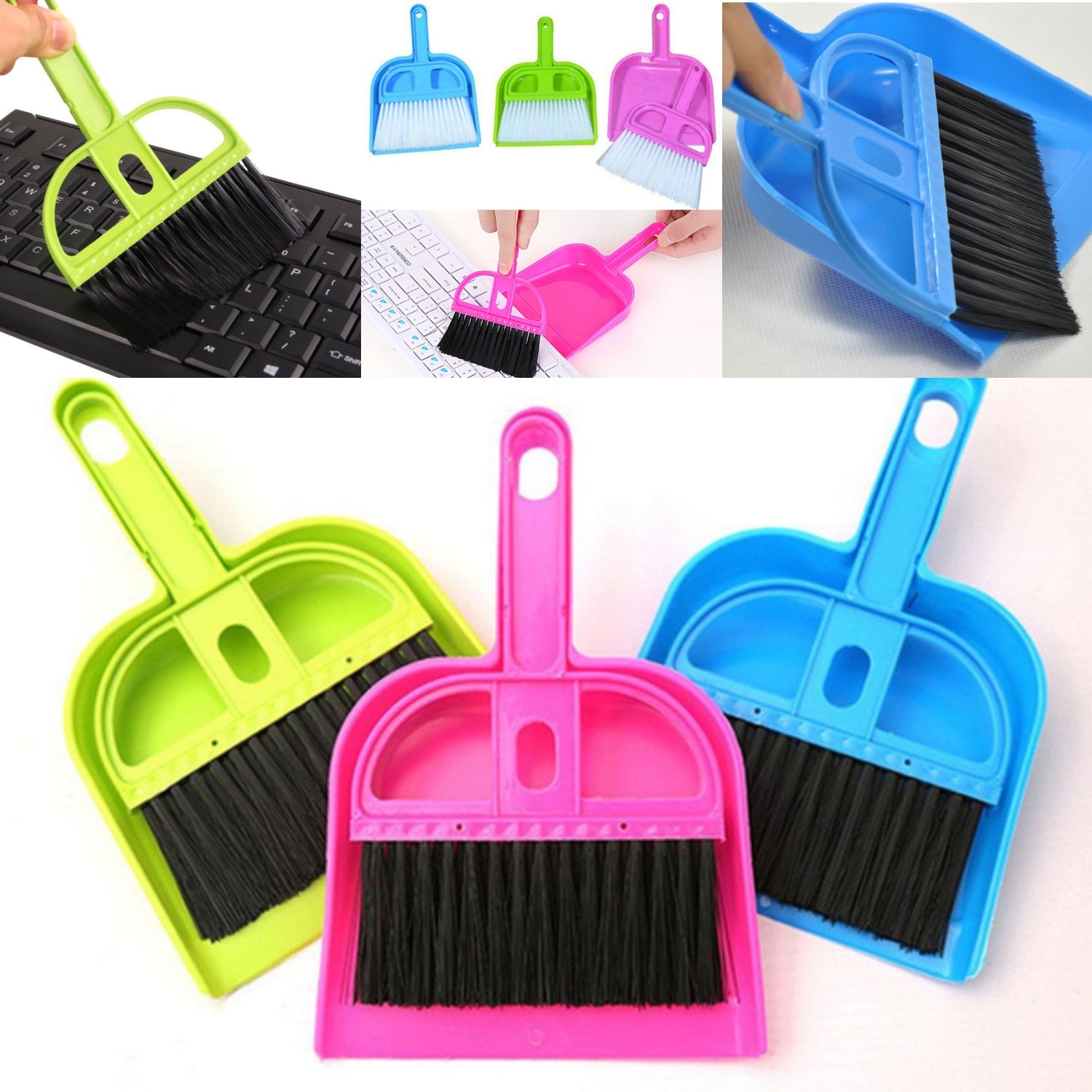 Efficient small broom and dustpan for household cleaning. Efficient small broom and dustpan for household cleaning.